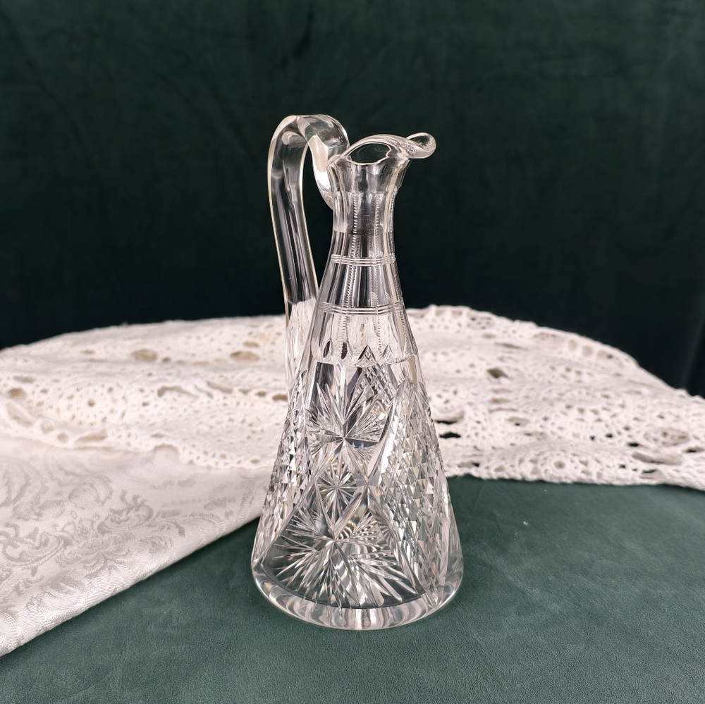 Vintage Small Cut Crystal Glass Pitcher
